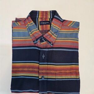 Proper Cloth - Men's Small - Navy/Orange Southwest Stripe Jacquard Button Down